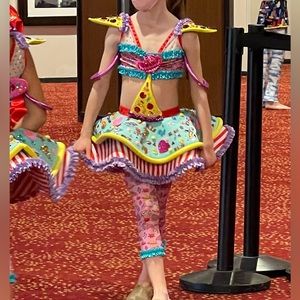 Custom jazz “pizza” costume (Toy Story Pizza Planet)